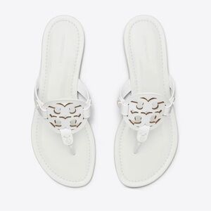 Tory Burch White Sandals with Logo Detail